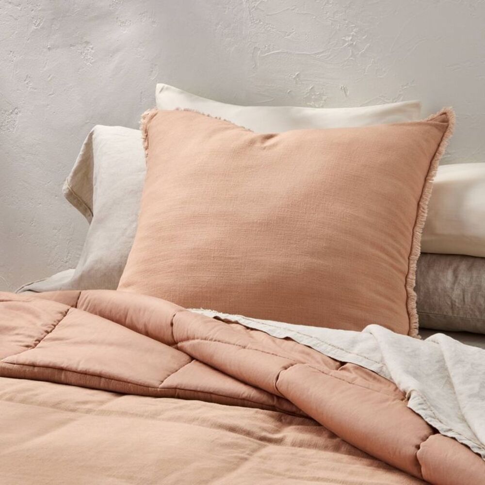 Euro Heavyweight Linen Blend Decorative Throw Pillow Light Adobe Clay - Casaluna